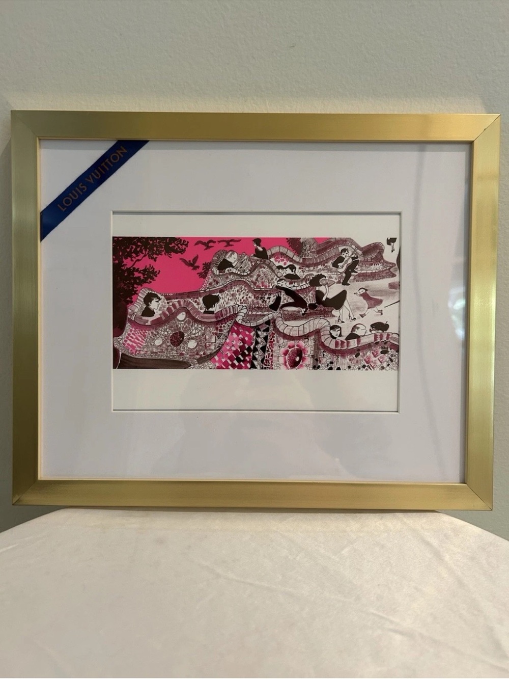“Barcelona” Louis Vuitton X Ruben Toledo Authentic Framed Art City Guide COA